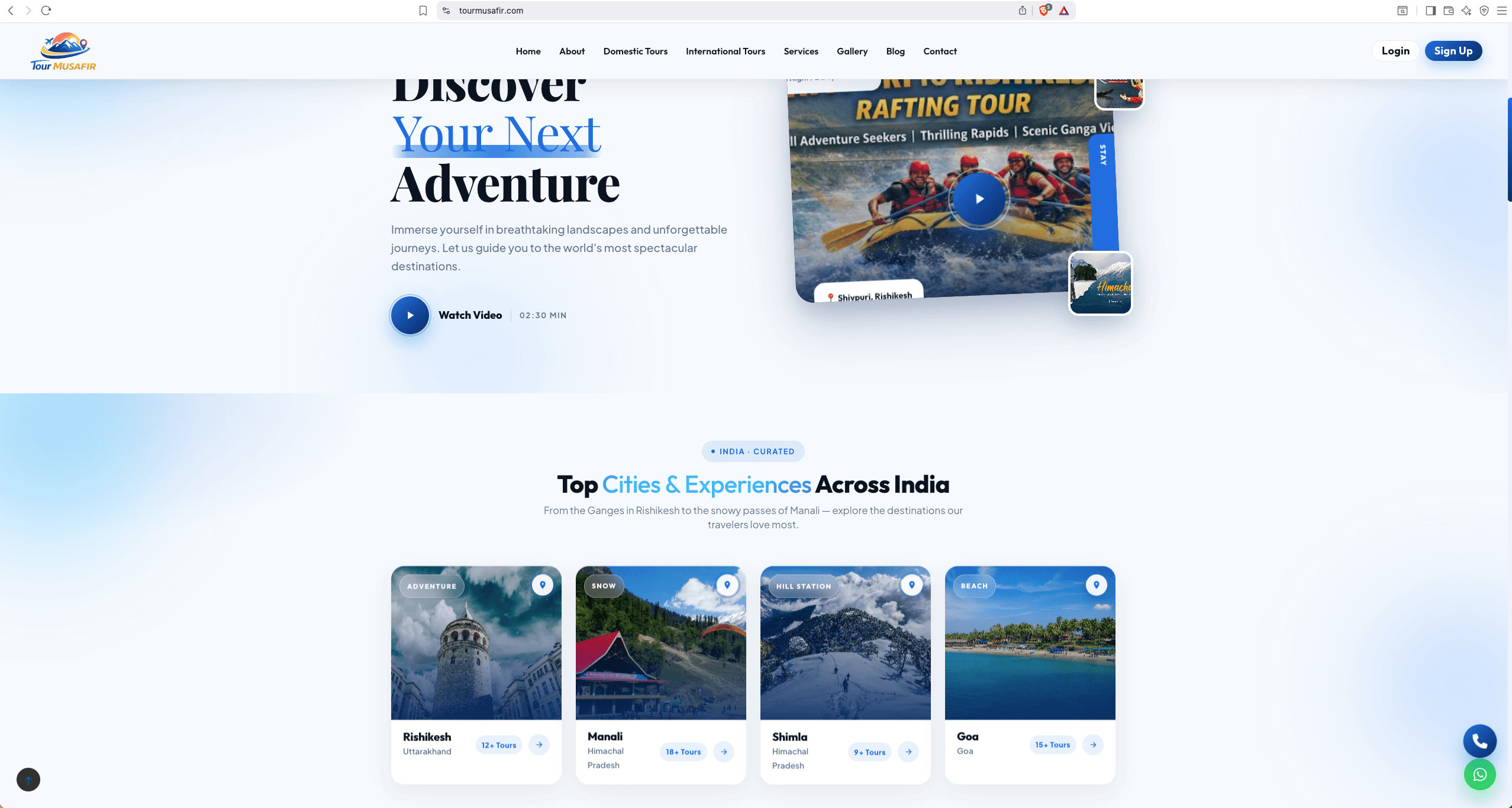 Tour Musafir homepage